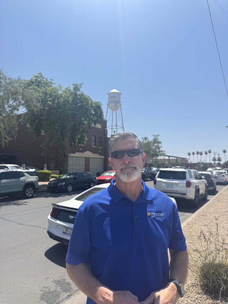 Jim McLain of Canyon State Roofing at the historic Gilbert, Arizona water tower