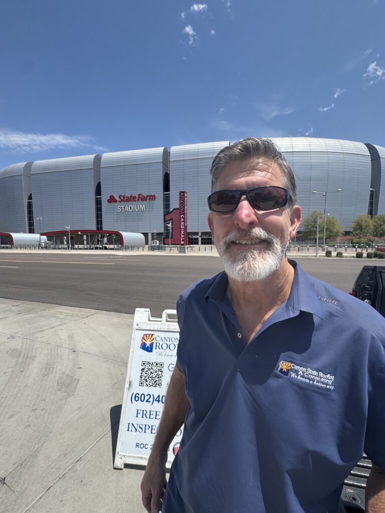 Canyon State Roofing owner near State Farm Stadium in Glendale, Arizona