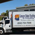 Picture of our truck delivering shingle roofing tiles in Arrowhead